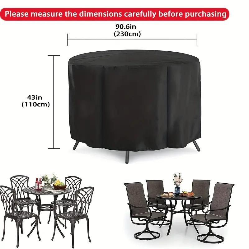 Huapate Staubdichte Cove-Abdeckung für Gartenmöbel, rund, wasserabweisend, Schwarz, Durchmesser: 120 cm, Höhe: 75 cm - Bild 4