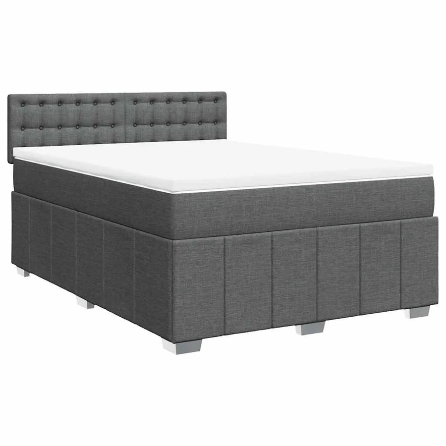 vidaXL Boxspringbett Hybrid mit Matratze und Taschenfederkern, Dunkelgrau, B/T/H: 140 x 190 cm - Bild 2