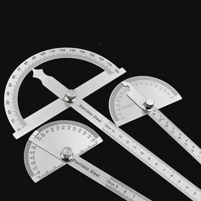 180-Grad-Winkelmesser aus Edelstahl in Silber als Goniometer und Winkelfinder - Bild 2