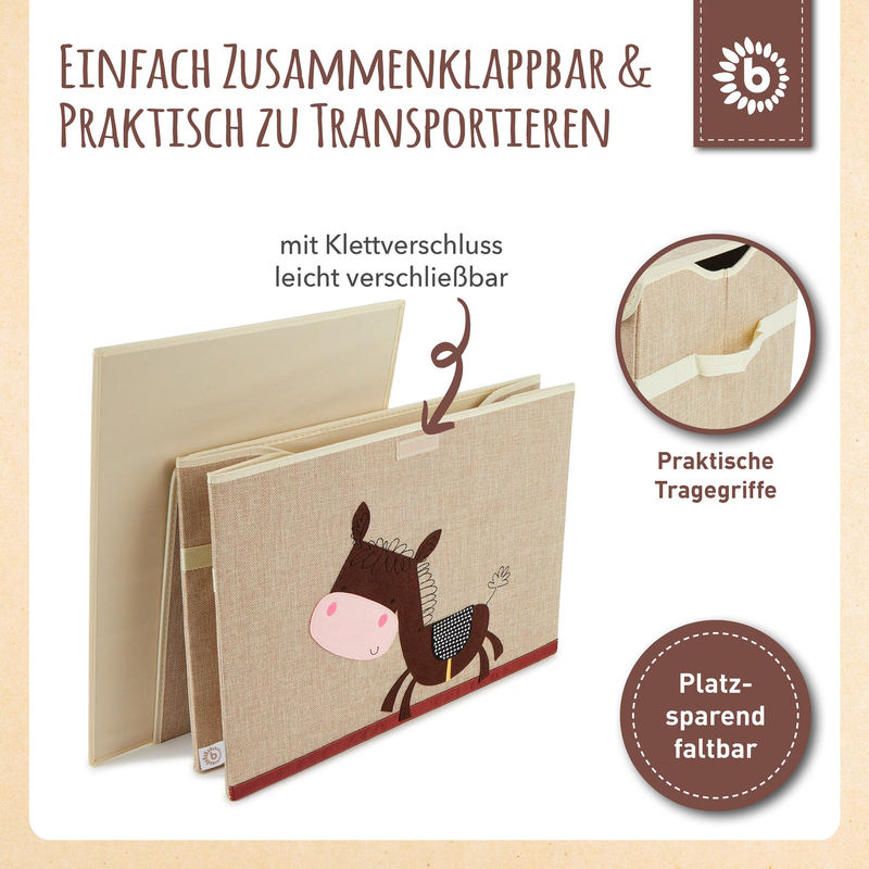 Bieco Aufbewahrungsbox mit Deckel Esel in Braun aus Polyester, B/T/H: 51,0 x 36,0 x 36,0 cm - Bild 2