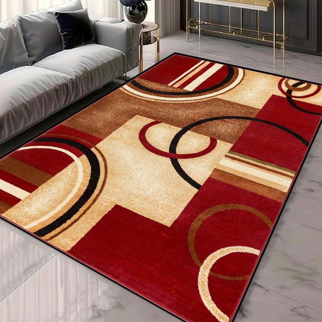 Karpetti Bereichsteppich mit geometrischem Muster, maschinenwaschbar, rutschfest, mehrfarbig, B x L: 40 x 60 cm - Bild 1