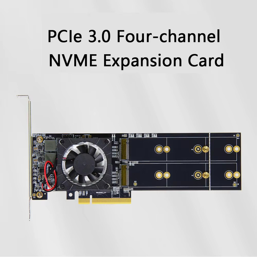ADT-Link Split-Free PLX8747 PCIe 3.0 Erweiterungskartenmodul mit Vierfach-NVMe 3.0 x4 Support und Radiator in Schwarz - Bild 2