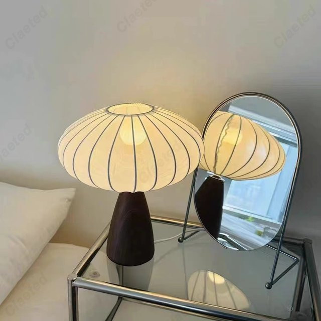Claeted LED-Schreibtischlampe aus Keramik und Holz in Weiß und Braun mit warmweißem Licht für Home-Office und Schlafzimmer - Bild 1