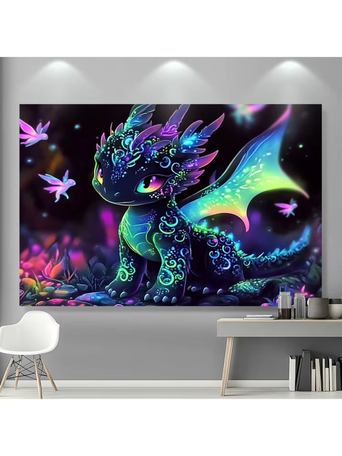 VIKAMA Bunter Drachen-Wandteppich mit Drachenzähmungs-Motiv in Multicolour als dekorative Wanddekoration für Kinderzimmer und Wohnzimmer - Bild 6