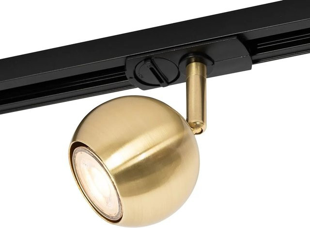 QAZQA Moderner 1-Phasen Schienenstrahler Iconic Gissi in Schwarz und Gold mit GU10 Fassung - Bild 1