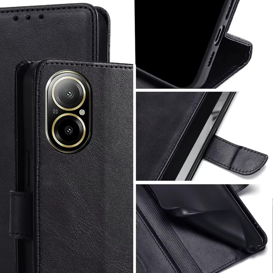 Business Wallet Case Leder Handyhülle mit Magnetschnalle und Kartenfächern für Realme C67 C55 C53 C35 C33 C31 C30S C30 C21Y C25Y C21 C20 in Schwarz oder Blau - Bild 2