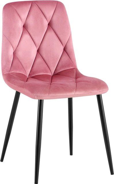 DELUKE Esszimmerstuhl DOFAR in Rosa mit Samtbezug und Steppmuster, B/T/H: 45 x 55 x 85 cm - Bild 1