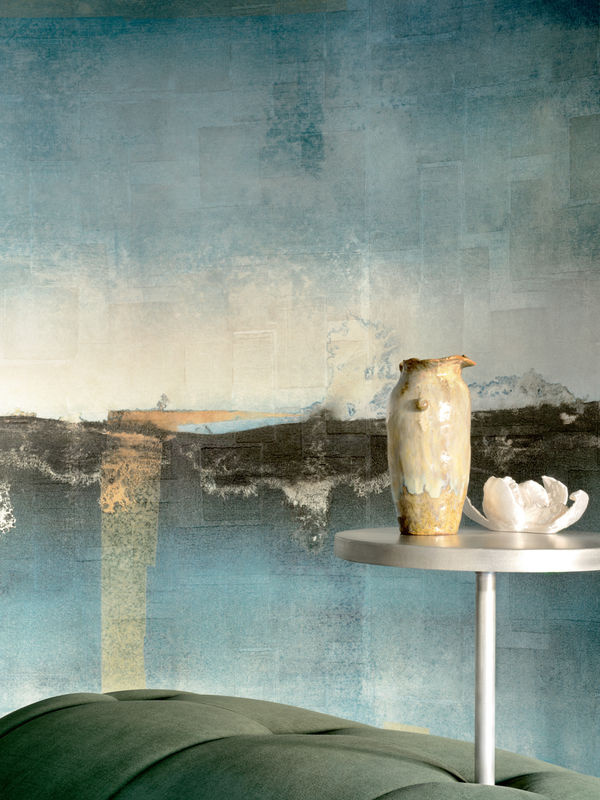 Élitis Wandbild Brumes laquées VP 1026 01 in Blau, Braun und Beige mit glänzendem Abstract-Design aus Vlies und Vinyl - Bild 3