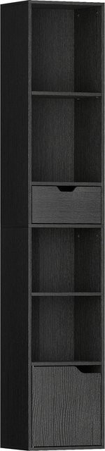 HOMCOM 6-stufiges Vertikalregal mit Schrank und Schublade, Schwarz, B/T/H: 30 x 24 x 158 cm - Bild 1