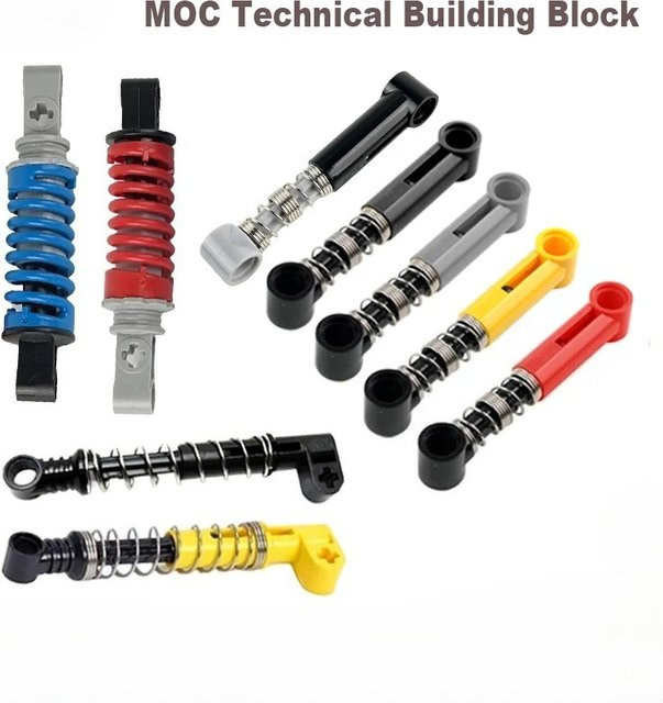 Stemedu 4er-Set Hard Spring Shock Arm Bausteine in Gelb und Bunt aus Kunststoff für MOC DIY Technologische Ziegel - Bild 1
