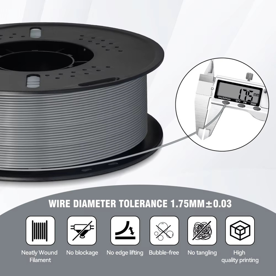 KINGROON PETG Filament 1,75mm Grau, 10kg (10 Rollen) für FDM 3D-Drucker - Bild 2