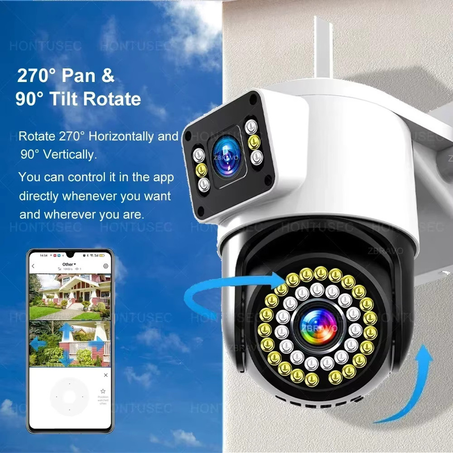 Yoosee 4K 8MP Dual-Lens Sicherheitskamera mit Dual-Bildschirm, Farbe-Nachtsicht, Auto-Tracking und Zwei-Wege-Audio, wasserdicht, Farbe: Weiß - Bild 2