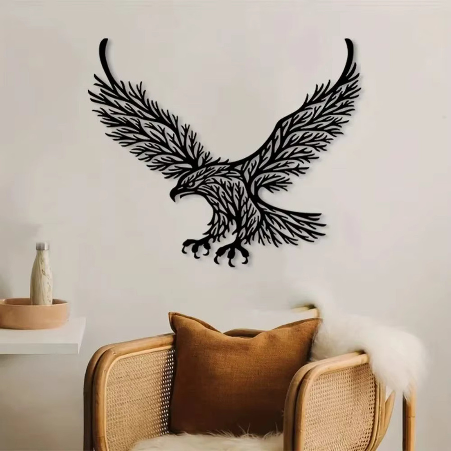 Majestätischer Adler Wandkunst aus Metall in Schwarz von CIFBUY - Bild 3