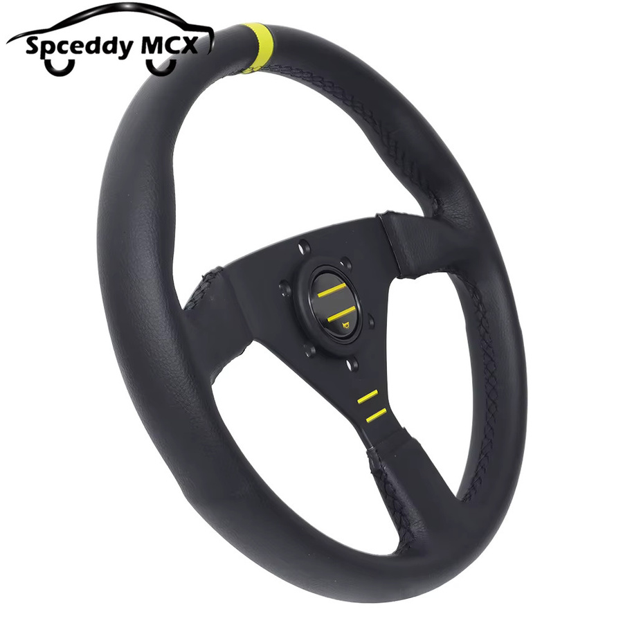 Spceddy MCX Wildleder-Lenkrad in Schwarz, 13 Zoll, flaches Racing-Sport-Lenkrad aus echtem Leder, Universal 251110 - Bild 4