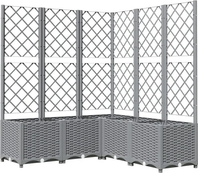 vidaXL Pflanzkübel mit Rankgitter aus Polypropylen in Hellgrau, B/T/H: 120 x 120 x 136 cm - Bild 1