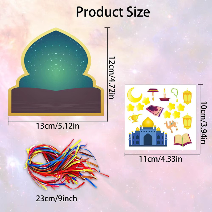 36-teiliges Cartoon Islamische Aufkleber Set für Ramadan Kareem mit Halbmond-Motiven in Mehrfarbig, Bastelset für Moschee-Partys und Geschenkanhänger aus Papier - Bild 2