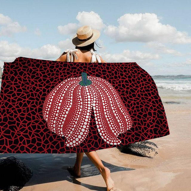 Strandtuch von Yayoi Kusama in Rot, Saugfähiges und schnelltrocknendes Mikrofaser-Handtuch für Yoga, Schwimmen und Resort, Breite: 40 cm, Höhe: 60 cm - Bild 1