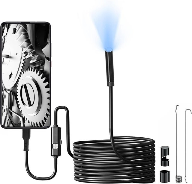 Honor Electronics Endoskopkamera mit 1920P HD-Auflösung, Doppelobjektiv und 8 einstellbaren LED-Leuchten, IP67, schwarz - Bild 1
