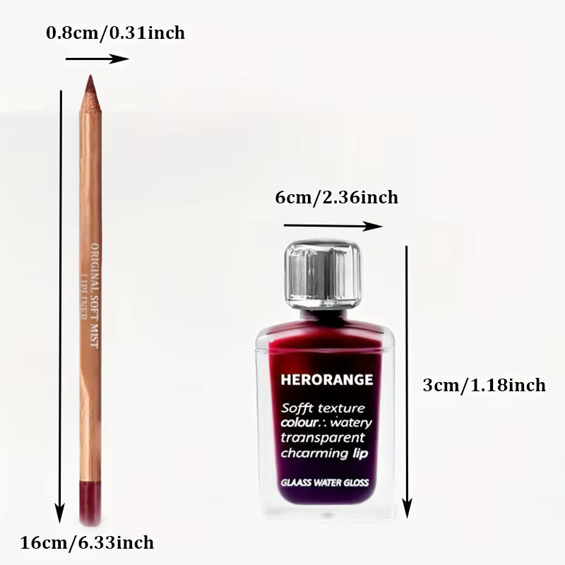 Herorange Lippenstift-Gloss-Set, glänzend, Unisex - Bild 3