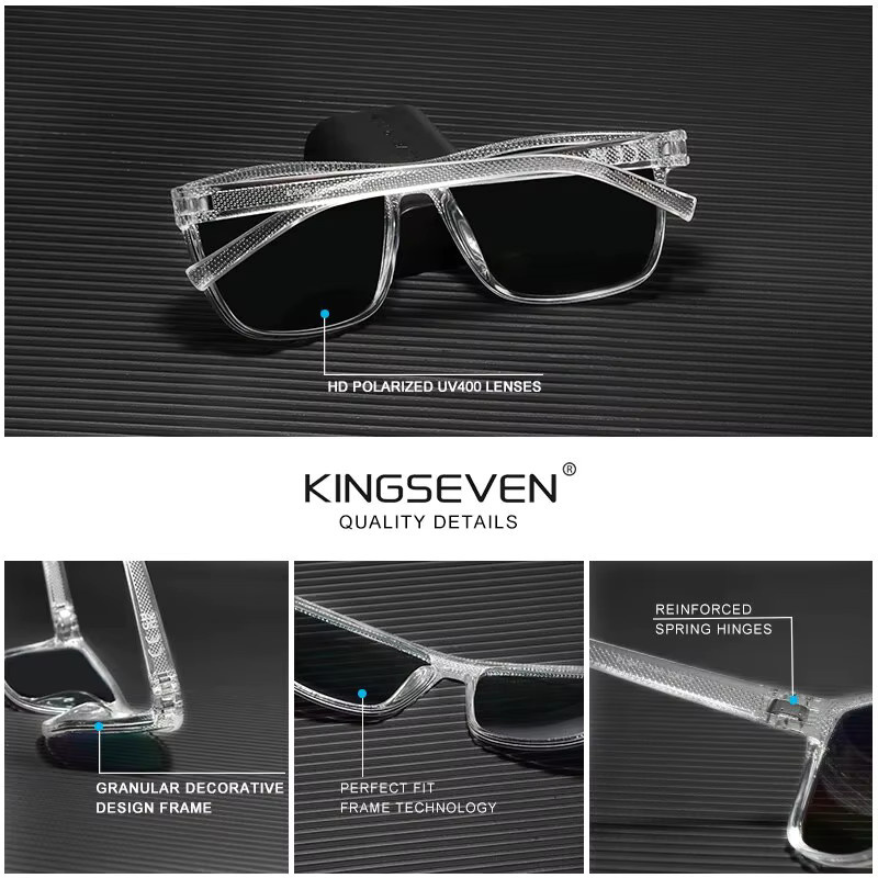 Kings LC755 Sonnenbrille, quadratisch, Vollrand, Kunststoff, polarisiert, Unisex - Bild 2