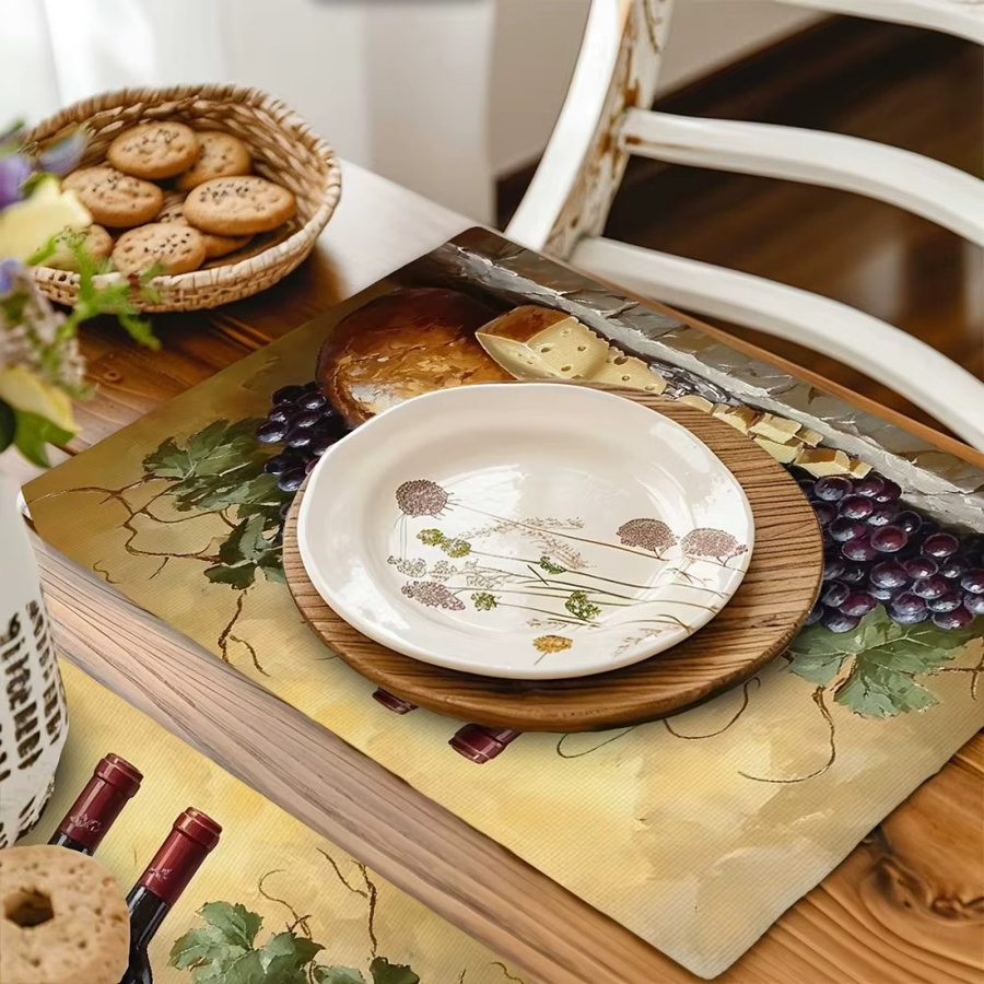 VIKAMA 6-teiliges Tischset-Set mit Vintage-Ölgemälde-Design, hitzebeständig und leicht zu reinigen, Mehrfarbig, B: 40,0 cm, T: 30,0 cm - Bild 3
