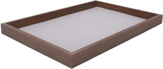 TOMTOP JMS Schmuckschale aus Walnuss mit Samtfutter, rechteckiges Schmuck-Tablett zur Aufbewahrung, Farbe: Weiß/Braun, B/T/H: 35,0 x 24,0 x 2,5 cm - Bild 1