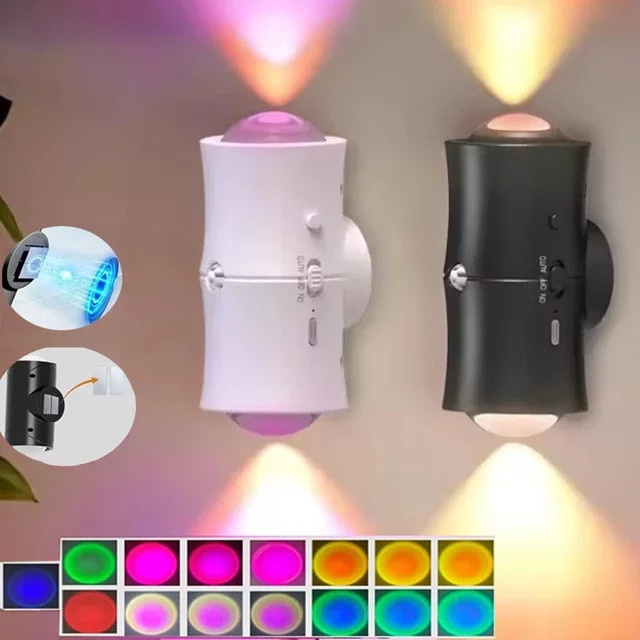 UMEXUS LED-Bewegungssensor-Nachtlicht in Weiß, wiederaufladbare magnetische Wandleuchte mit Auf- und Abwärts-Beleuchtung für das Schlafzimmer - Bild 1