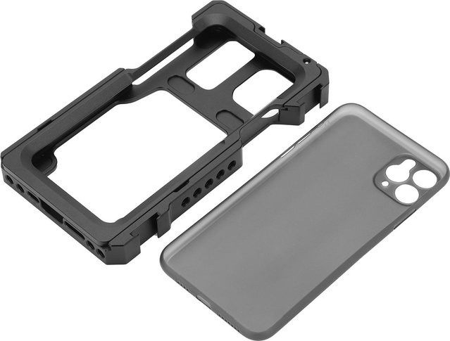 YELANGU Ganzmetall-Smartphone-Videoaufnahmekäfig mit Handyhülle für iPhone 11 Pro Max, Grau - Bild 1
