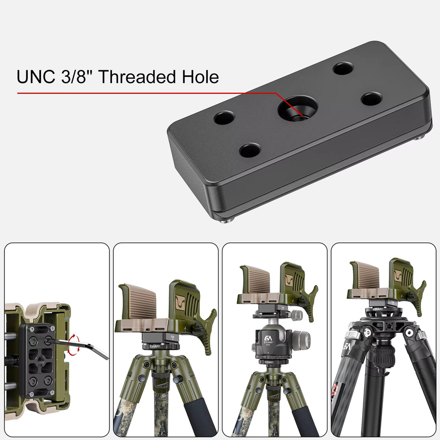 BOG DeathGrip Stativadapter Arca Sattelplatte Combo mit 3/8 Zoll Konverter, Schwerkrafthaken und Anti-Rutsch-Schnellwechselplatte in Schwarz - Bild 4