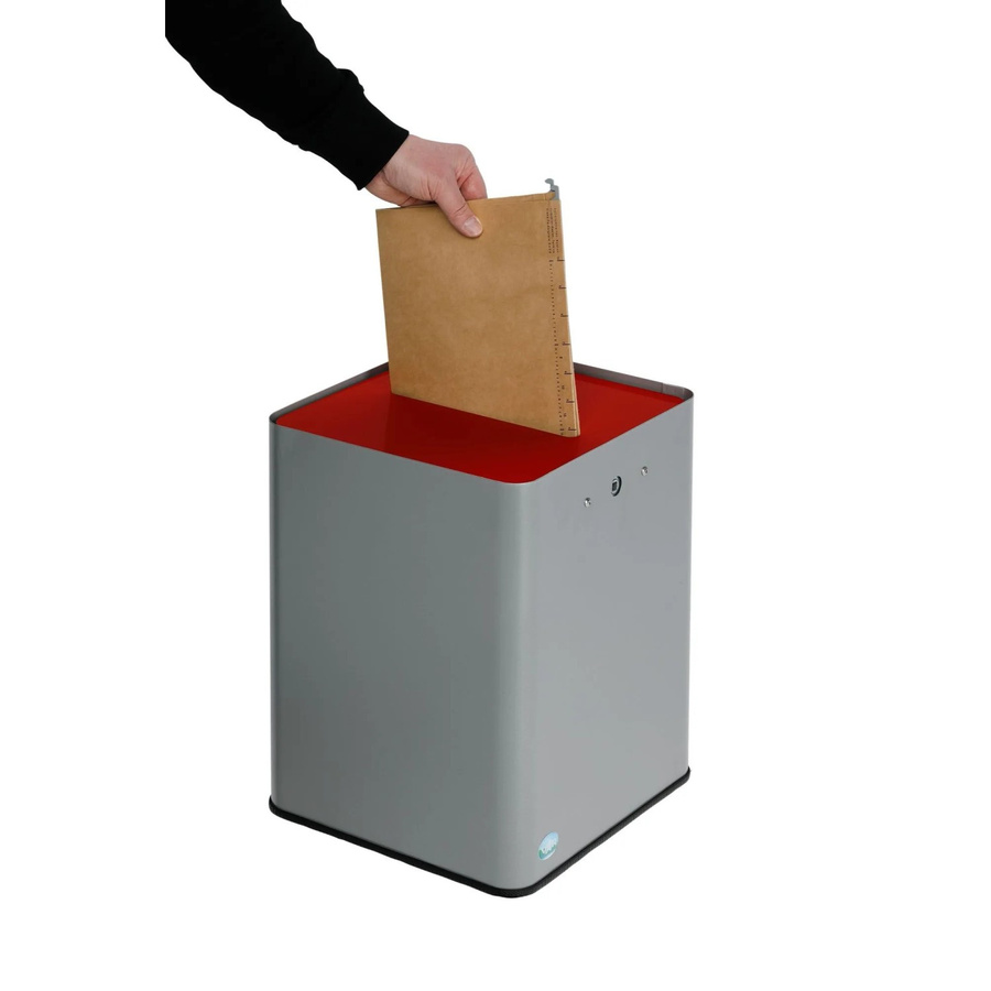 PROREGAL Papiersammler DSGVO konform für DIN A4 aus verzinktem Stahl, Farbe: Rot, H x B x T: 83,5 x 23 x 25 cm - Bild 2