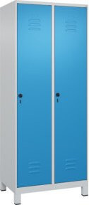 C+P Wäsche-Spind Classic PLUS mit 2 Abteilen und Füßen, Stahl, grau/blau, H x B x T: 195 x 80 x 50 cm - Bild 1