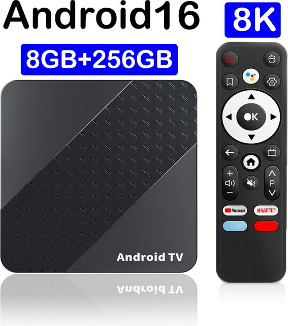 Smart Android 16 TV-Box X10 mit RK3518, Dual Wifi 5G/Wifi6, Google Assistant, Netflix und 8K Unterstützung in Schwarz - Bild 1