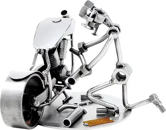 Schraubenmännchen Motorradmechaniker von Hinz & Kunst aus Metall in Silber - Bild 1