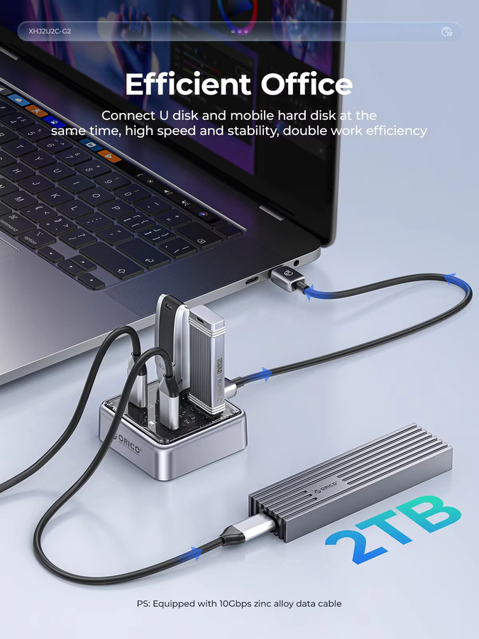 ORICO USB 3.2 Hub aus Metall mit 2 USB-A und 2 USB-C Anschlüssen, 10Gbps, Silber - Bild 5