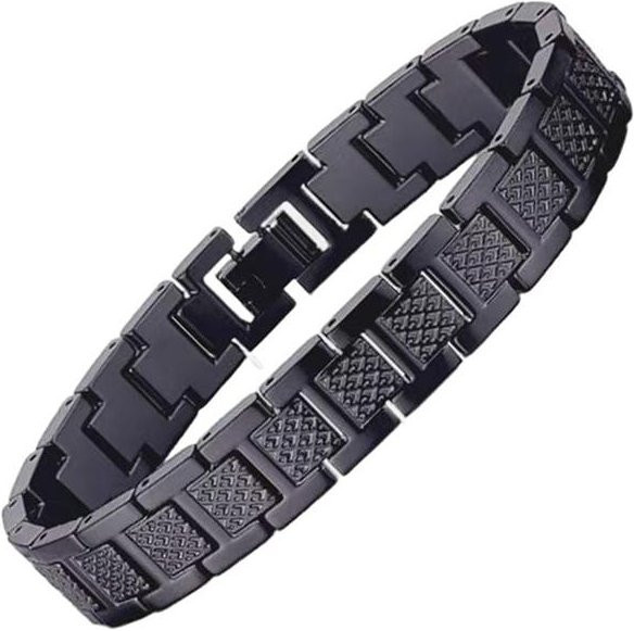Keyamei Armband Edelstahl, Krokodilmuster, Schwarz, Unisex - Bild 1