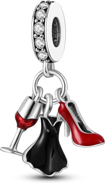 Charm Anhänger Eiffelturm, 925 Silber, Perle, Zirkonia, Damen - Bild 1