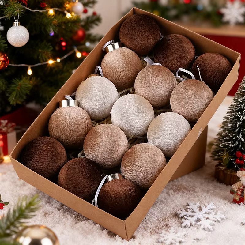 15 Stück ZQNYCY Vintage Samt Weihnachtskugeln mit Hängeschlaufen, Durchmesser: 6 cm - Bild 2