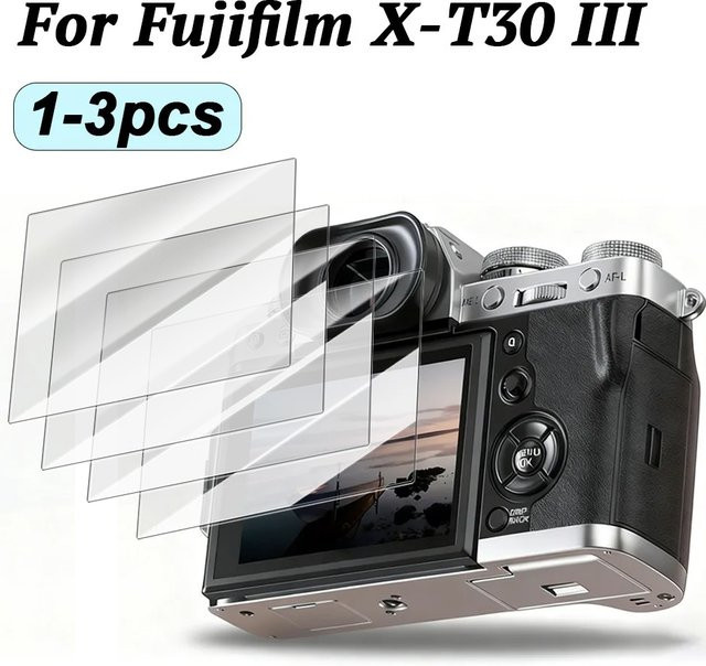 Fujifilm X-T30 III Displayschutzfolie aus gehärtetem Glas, 9H Härtegrad, transparent, HD-klar, kratzfest - Bild 1