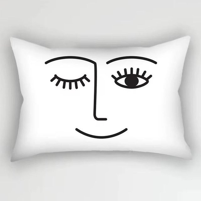 JMG Clothing Rechteckiger Kissenbezug mit Marmor Geometrisch Muster in Schwarz-Weiß aus Polyester, B/H: 30 x 50 cm - Bild 1