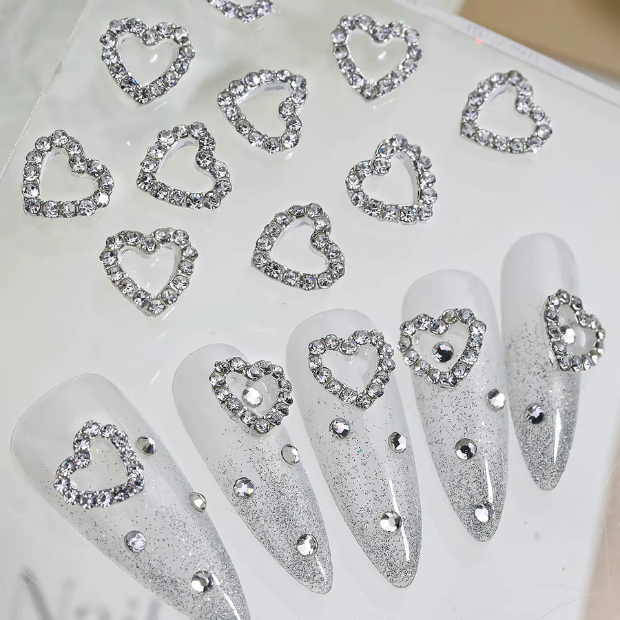 Misscheering Nail Art Charms, Herz Form, Silber, 10 Stück - Bild 2