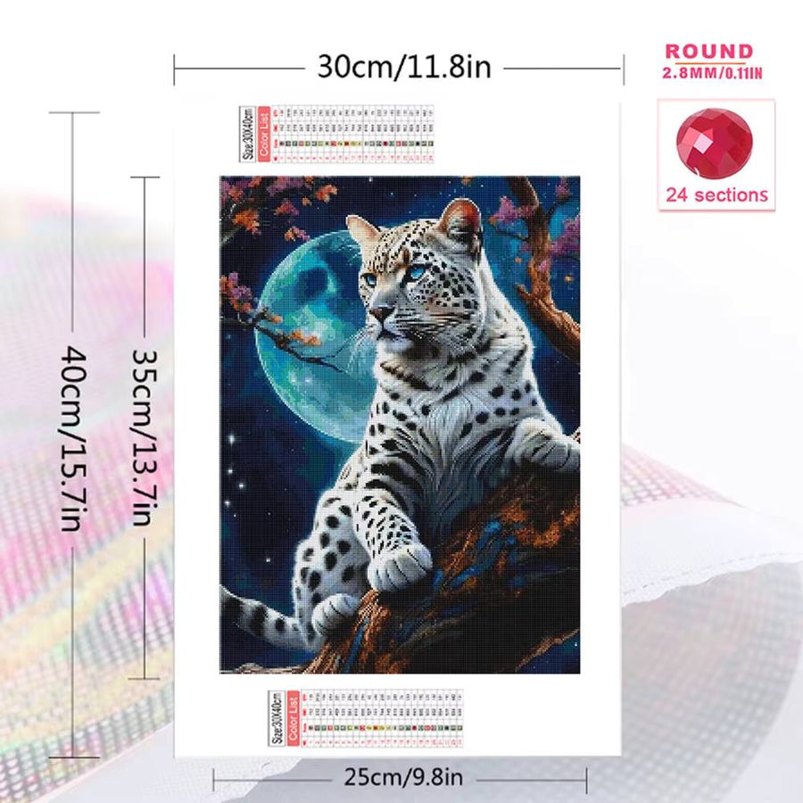 YUTTEE Diamantmalerei Set Leopard Mosaik DIY Muster mit runden Steinen für Erwachsene und Anfänger - Bild 2