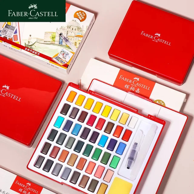 Faber Castell Aquarellfarben-Set in Multicolour mit Wasserpinselstiften und Schwamm im tragbaren Koffer für Anfänger und Profis - Bild 1