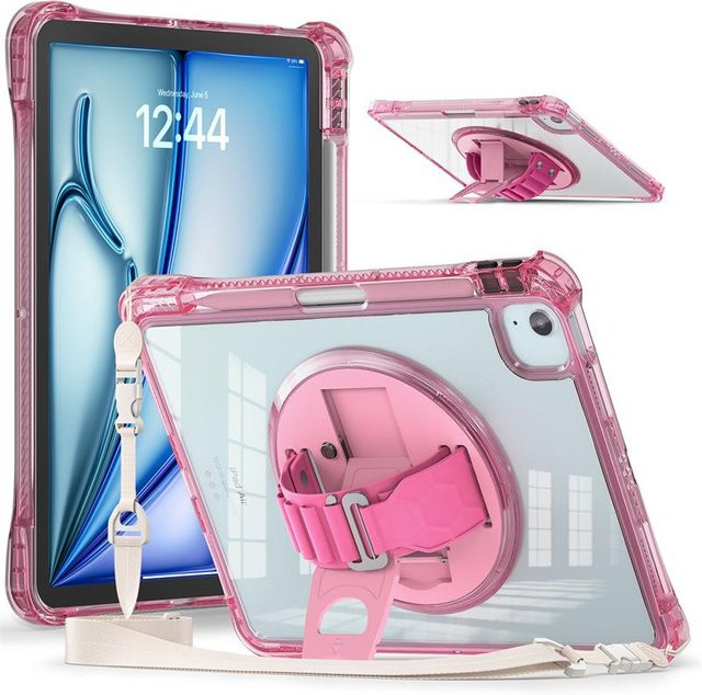 Stoßfeste Tablet-Hülle mit Riemen für iPad Pro, iPad Air und iPad Generationen in Rosa - Bild 1