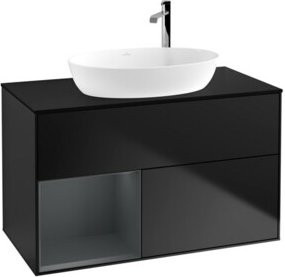 V&B Finion Waschtischunterschrank mit Wandbeleuchtung, Blau lackiert, Breite: 100 cm, Höhe: 50,1 cm, Tiefe: 50,1 cm - Bild 1