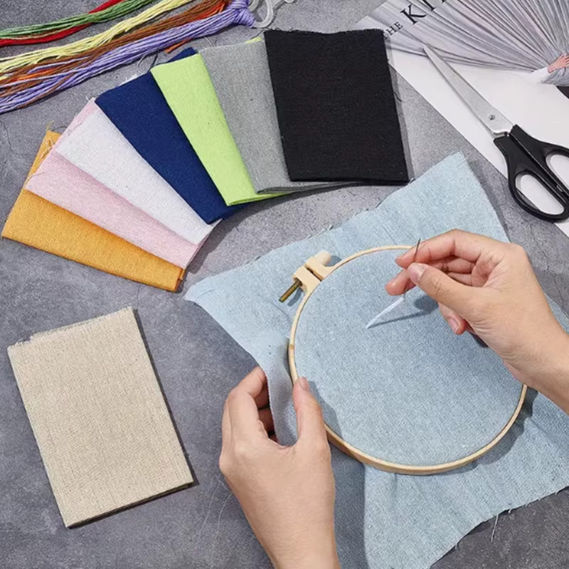 9 Stück Leinenstoff für DIY-Handwerk, Stickerei und Kreuzstich in Mehrfarben - Bild 2