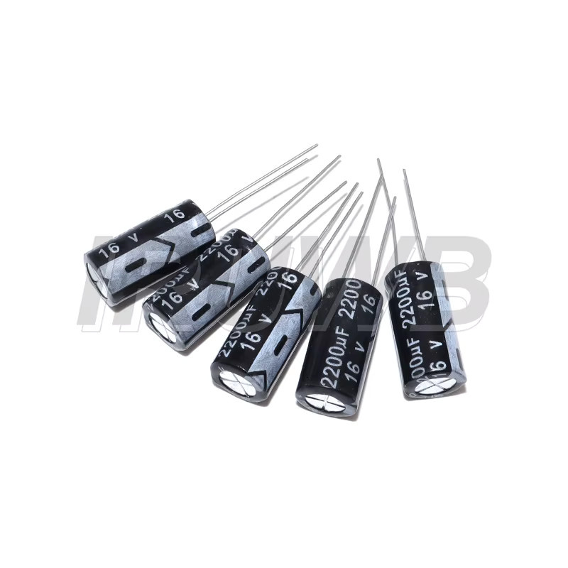10 Stück IRUWB Aluminium-Elektrolytkondensatoren Radial, 2200uF, 16V, Schwarz - Bild 2