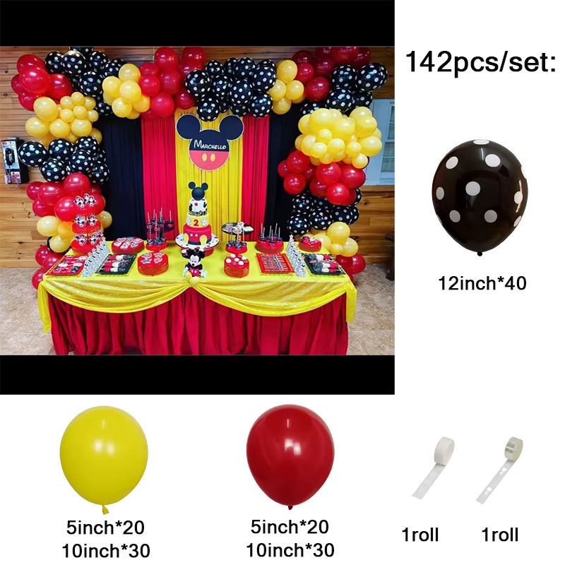 LQVYI 142-teiliges Latex-Ballon Set in Rot, Schwarz und Gelb zur Dekoration für Kindergeburtstage und Babypartys - Bild 1