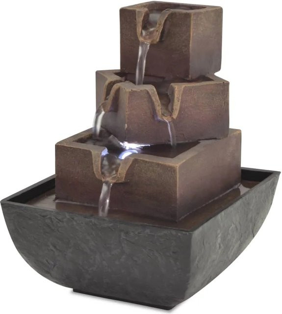 vidaXL Zimmerbrunnen mit LED aus Polyresin in Grau und Braun - Bild 1