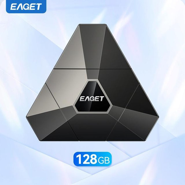 EAGET 3-in-1 USB 3.2 Flash-Laufwerk OTG Multifunktions-U-Disk mit Lightning, USB-C und USB-A für iPhone, iPad, Android und PC, Schwarz, 128 GB - Bild 1
