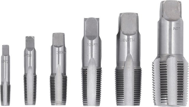 Koogeelife Rohrgewindebohrer Set aus Karbonstahl in Grau und Silber, 6 Stück mit NPT-Gewinden von 1 Zoll bis 1/8 Zoll für PVC-Rohre - Bild 1